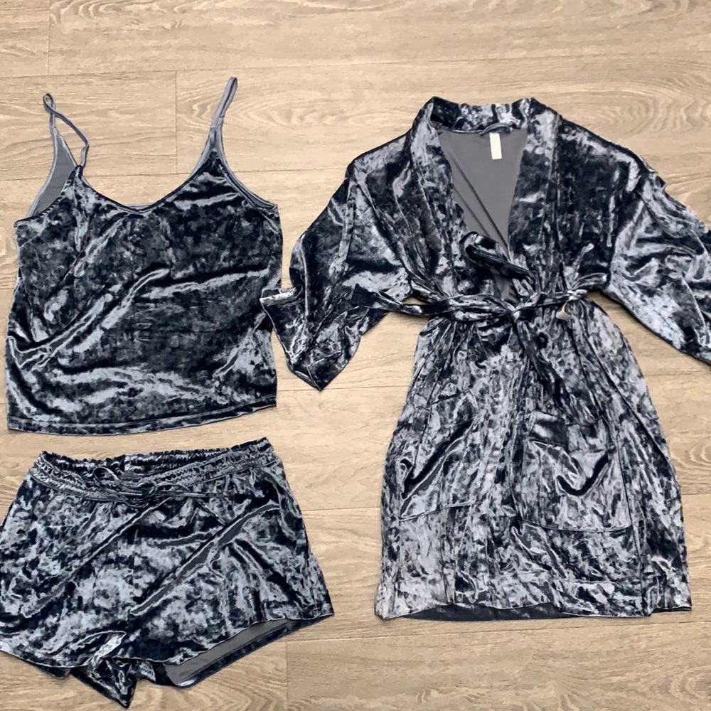 Steel Blue Robe and Pajama Set